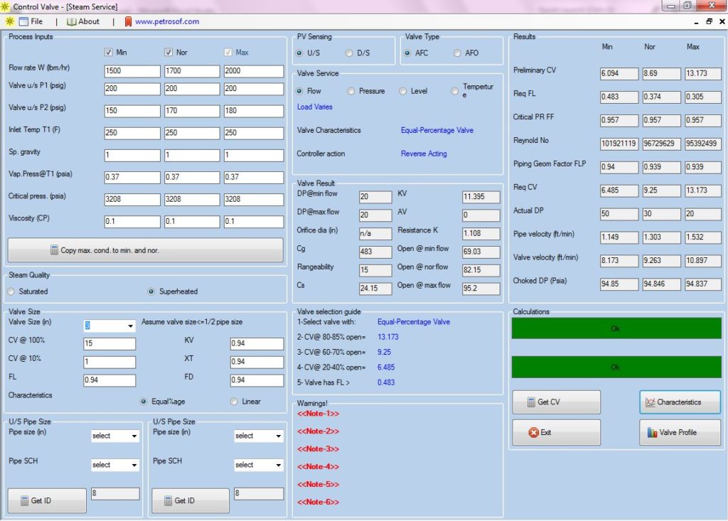 Control Valve Application [Steam Service] Petrosof