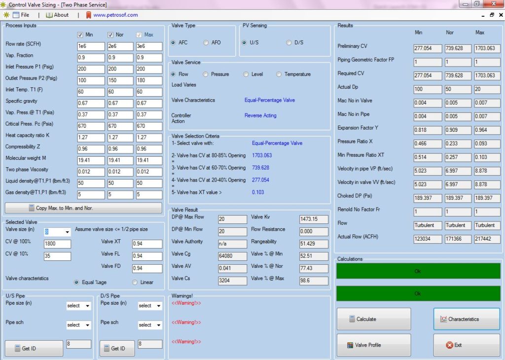Control Valve Sizing Calculator Petrosof